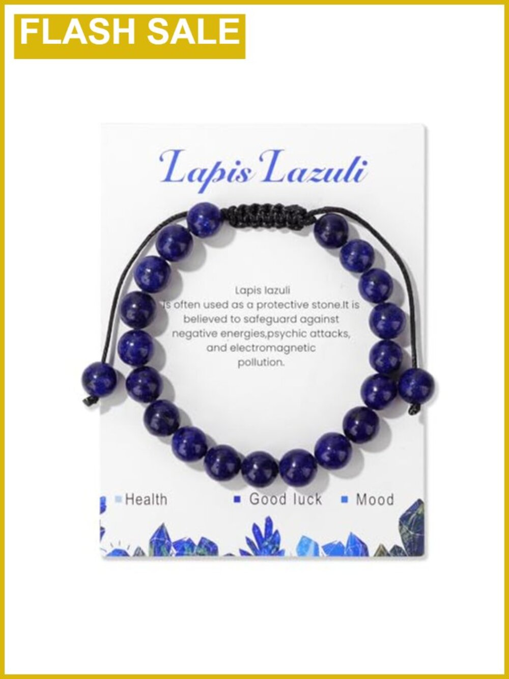 Lapis Lazuli 8mm Healing Crystal Bracelet Adjustable